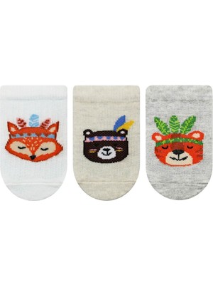 Bross Bebek Etnik Desenli 3lü Patik Çorap ONL-02529
