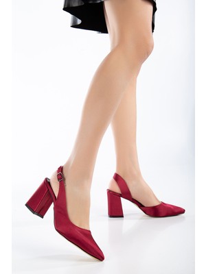 Tonia Bordo Saten Topuklu Kadın Ayakkabı