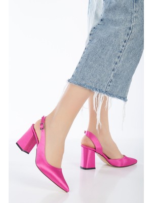 Shemard Tonia Fuşya Saten Topuklu Kadın Ayakkabı