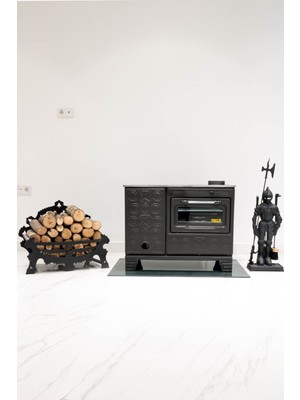 Vav Döküm Kuzine Soba Kovalı Önden Delikli Kovalı  Maşinga ve  Fırınlı Kuzine Modeli