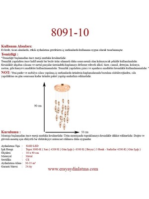 Eray Aydınlatma 8091-10 10LU Sarkıt LED Avize