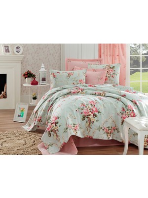 Pike Seti Baskılı Çift Kişilik Alanur Mint 200x235cm