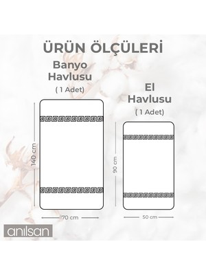 %100 Pamuk 2'li Greek Havlu Seti - 1 Adet El Havlusu ve 1 Adet Banyo Havlusu