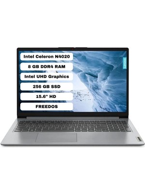 Lenovo Ideapad 1 Intel Celeron N4020 8gb 256GB SSD Freedos 15.6" Hd 82V700K7TX Taşınabilir Bilgisayar