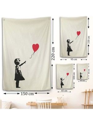 Giyelim Moda Banksy - Balonlu Kız Duvar Örtüsü - Girl With BALLOON-7310