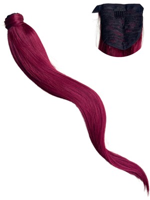 Belle Peruk Doğal Saç At Kuyruğu - Şarap Kızıl Renkli