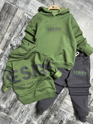 Ayliz Kids Design Arka Baskı Kapüşonlu Unisex Takım