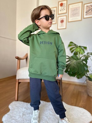 Ayliz Kids Design Arka Baskı Kapüşonlu Unisex Takım