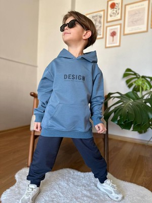 Ayliz Kids Design Arka Baskı Kapüşonlu Unisex Takım