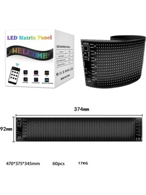 Prepare Led Matrix Panel Rg-B Ekran Kumandalı App Kontrollü Iş Yeri Otomobil Tır Kamyon Cam Veya Duvar Uyuml