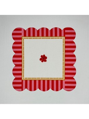 Deco Dekoratif Pembe Kenar Çiçek Desenli Dijital Baskılı Kokteyl Peçetesi