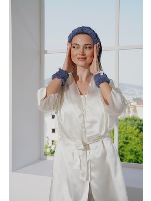 QEYZİ Pamuk Havlu Cilt Bakım Spa Bandana ve Bileklik Set ( Yüz ve Bilek Yıkama Bandı