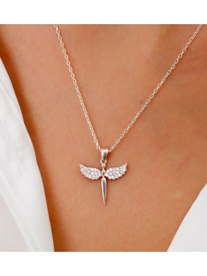 925 Ayar Gümüş Zirkon Taşlı Mikail Kılıçı Gümüş Kadın Kolye(Özel Kutulu)