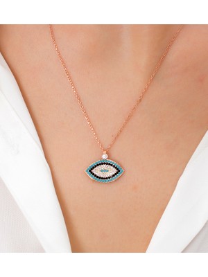 925 Ayar Gümüş Göz Model Nazar Boncuğu Kadın Kolye(Özel Kutulu)