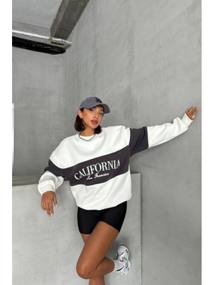 Neşeli Butik Kadın Antrasit Bisiklet Yaka California Sweat NBG038