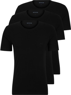 Erkek Pamuklu Marka Logolu 3' Lü Paket Günlük Siyah T-Shirt 50475284-001