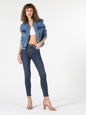 759 Lara Orta Bel Dar Paça Süper Slim Fit Kadın Jean Pantolon Cl1056568