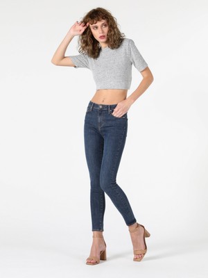 759 Lara Orta Bel Dar Paça Süper Slim Fit Kadın Jean Pantolon Cl1056568