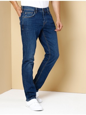 044 Karl Düşük Bel Düz Paça Straight Fit Mavi Erkek Jean Pantolon Cl1019141