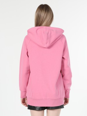 Regular Fit Kapüşonlu Pembe Kadın Sweatshirt