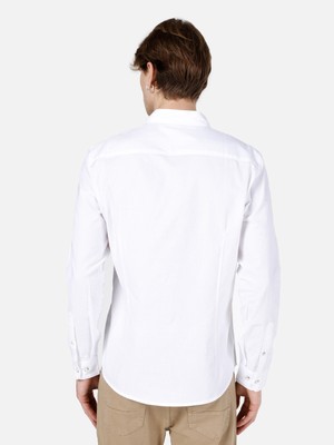 Slim Fit Shirt Neck Erkek Beyaz Uzun Kol Gömlek Cl1048576