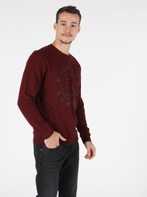 Regular Fit Erkek Bordo Sweatshirt