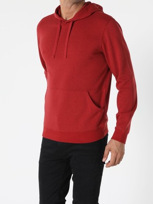 Regular Fit Kapüşonlu Kırmızı Erkek Sweatshirt Cl1055785