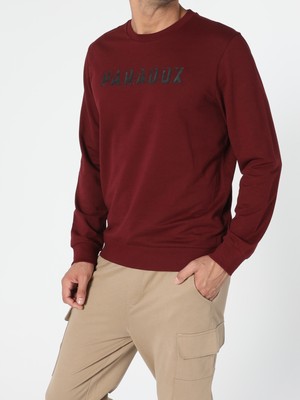 Regular Fit Kabartmalı Yazı Turuncu Erkek Sweatshirt Cl1055790