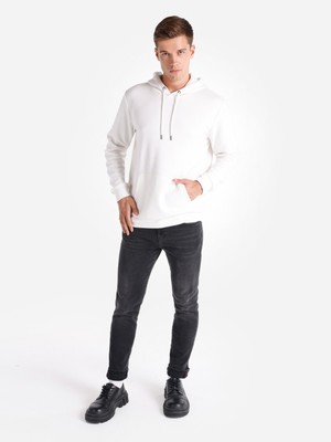 Regular Fit Kapüşonlu Beyaz Erkek Sweatshirt Cl1059712