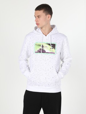 Regular Fit Baskılı Beyaz Erkek Sweatshirt Cl1060038