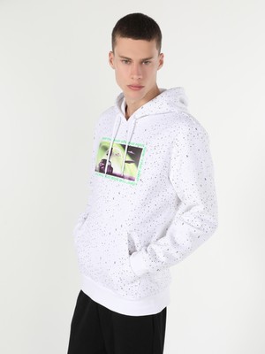 Regular Fit Baskılı Beyaz Erkek Sweatshirt Cl1060038