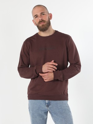 Regular Fit Baskılı Mor Erkek Sweatshirt Cl1060129