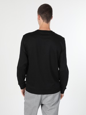 Regular Fit Baskılı Siyah Erkek Sweatshirt Cl1060122