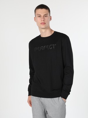 Regular Fit Baskılı Siyah Erkek Sweatshirt Cl1060122