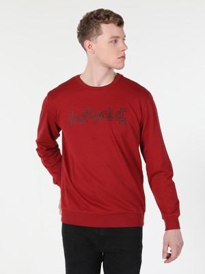 Regular Fit Baskılı Kırmızı Erkek Sweatshirt Cl1060123