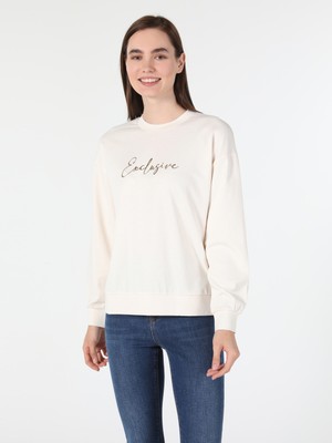 Regular Fit Baskılı Gri Kadın Sweatshirt Cl1060314