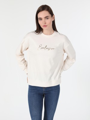 Regular Fit Baskılı Gri Kadın Sweatshirt Cl1060314