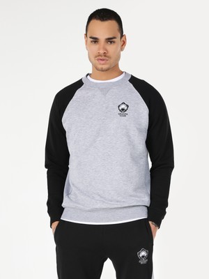 Slim Fit Baskılı Gri Erkek Sweatshirt Cl1061707