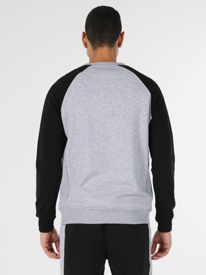 Slim Fit Baskılı Gri Erkek Sweatshirt Cl1061707