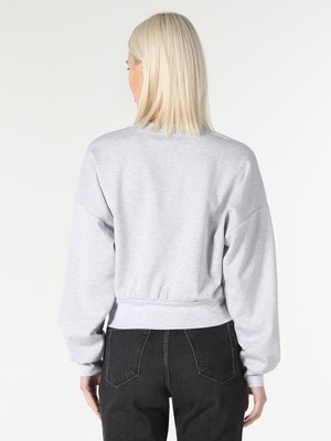 Regular Fit Baskılı Gri Kadın Sweatshirt Cl1061934