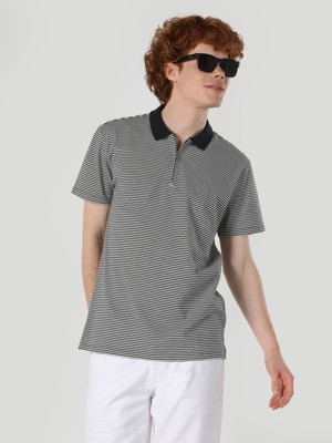 Regular Fit Lacivert Erkek Polo Yaka Kısa Kol Tişört Cl1062785