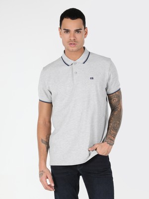 Regular Fit Gri Erkek Polo Yaka Kısa Kol Tişört Cl1063414