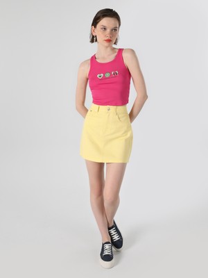 Regular Fit Baskılı Crop Pembe Kadın Atlet Cl1063762