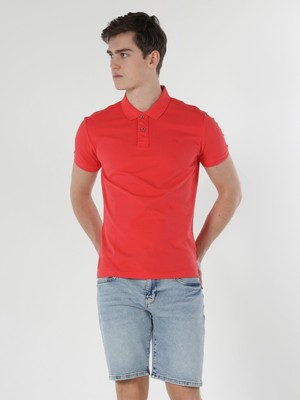 Slim Fit Polo Yaka Erkek Pembe Polo Kısa Kol Cltktmpts0244260