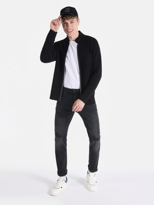 Slim Fit Fermuarlı Siyah Erkek Hırka Cl1064874