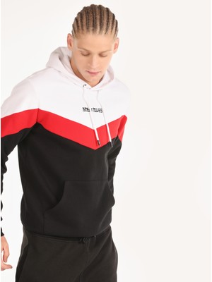 Regular Fit Baskılı Kapüşonlu Siyah Erkek Sweatshirt Cl1065036