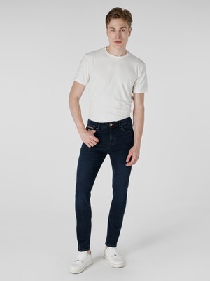 035 Ryan Super Slim Fit Yüksek Bel Dar Paça Koyu Mavi Erkek Jean Pantolon Cl1065217