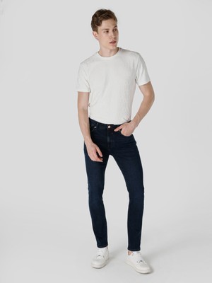 035 Ryan Super Slim Fit Yüksek Bel Dar Paça Koyu Mavi Erkek Jean Pantolon Cl1065217