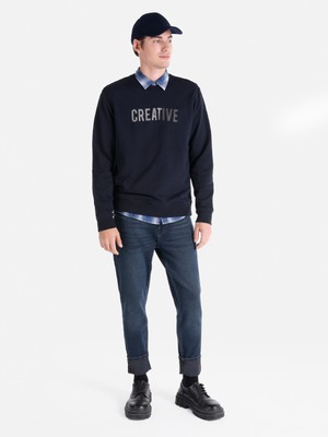 Regular Fit Baskılı Lacivert Erkek Sweatshirt Cl1065694