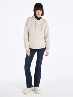 Regular Fit Kapüşonlu Bej Kadın Sweatshirt Cl1065886